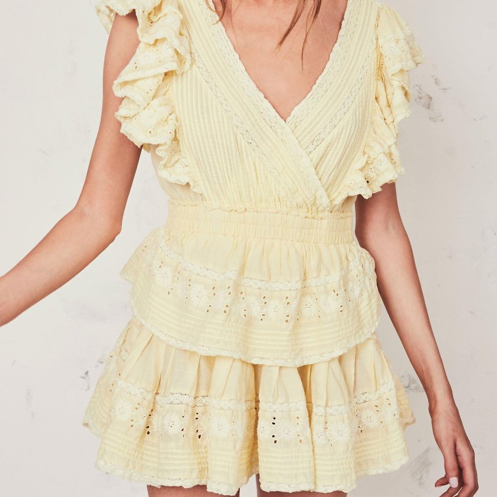 LOVE SHACK FANCY GWEN DRESS YELLOW- SIZE MEDIUM